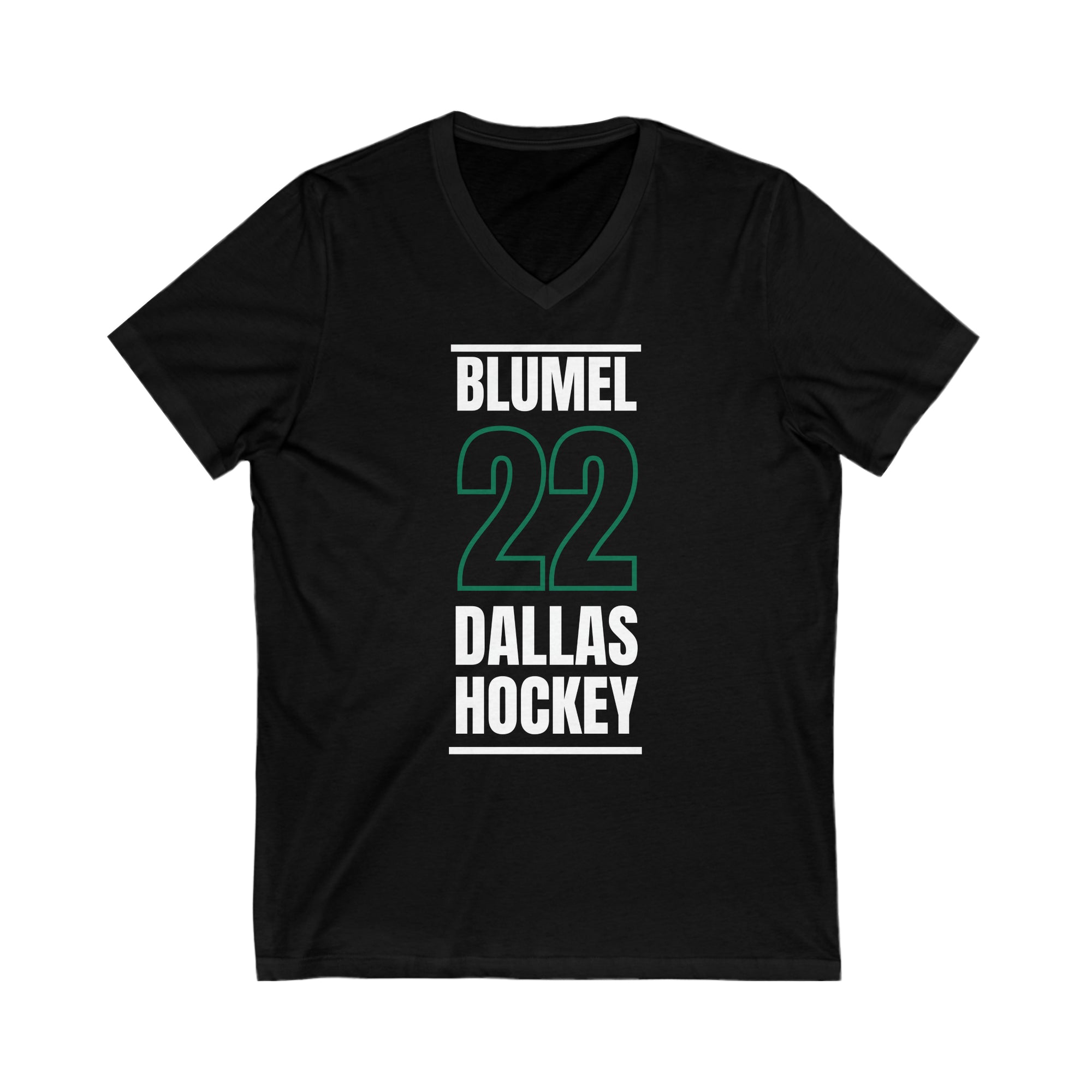 Blumel 22 Dallas Hockey Black Vertical Design Unisex V-Neck Tee