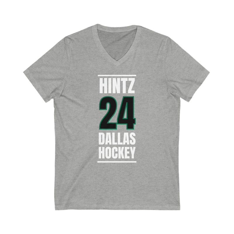 Hintz 24 Dallas Hockey Black Vertical Design Unisex V-Neck Tee