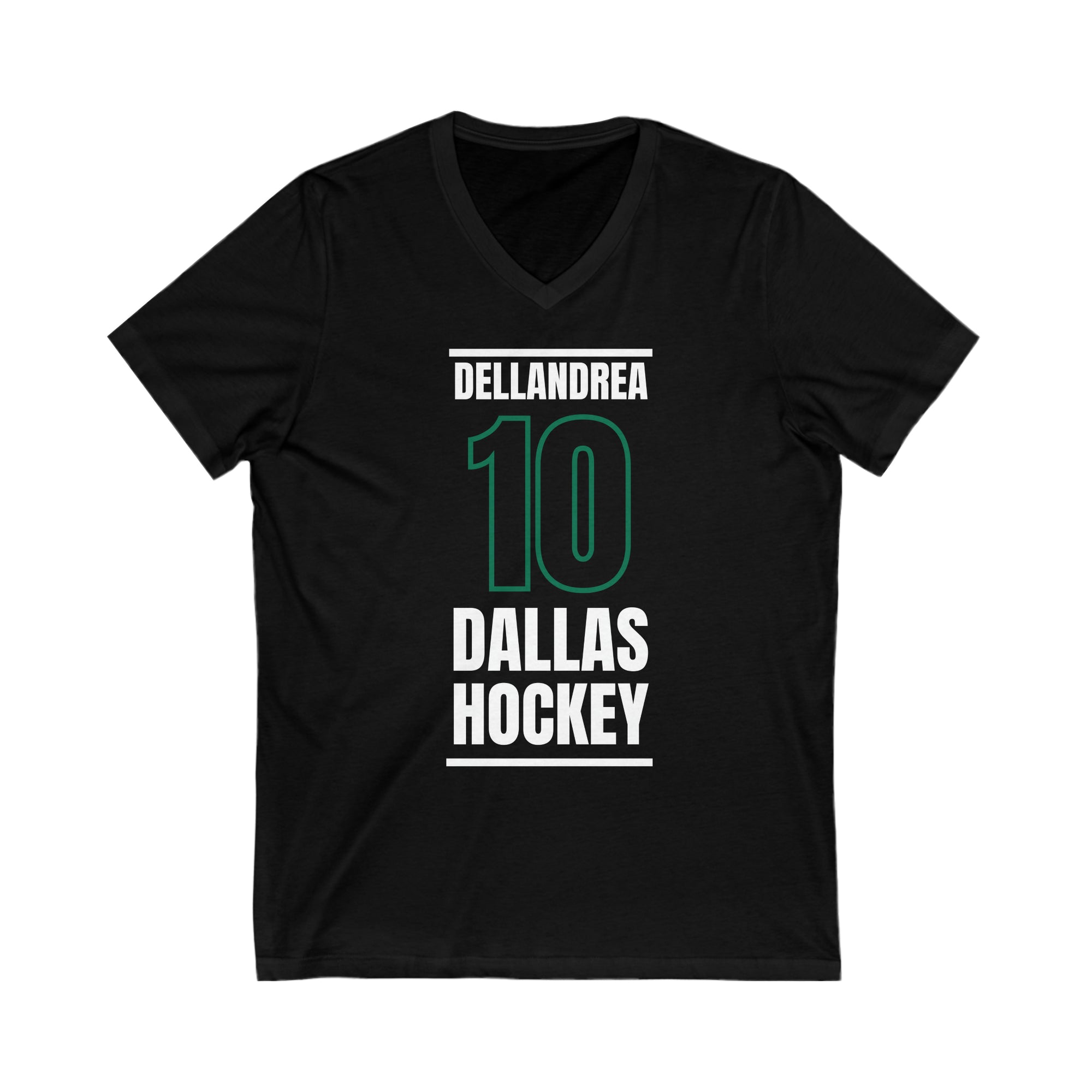Dellandrea 10 Dallas Hockey Black Vertical Design Unisex V-Neck Tee
