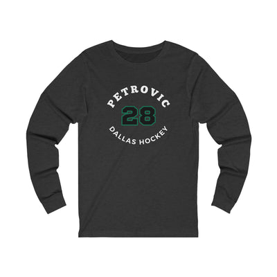 Petrovic 28 Dallas Hockey Number Arch Design Unisex Jersey Long Sleeve Shirt