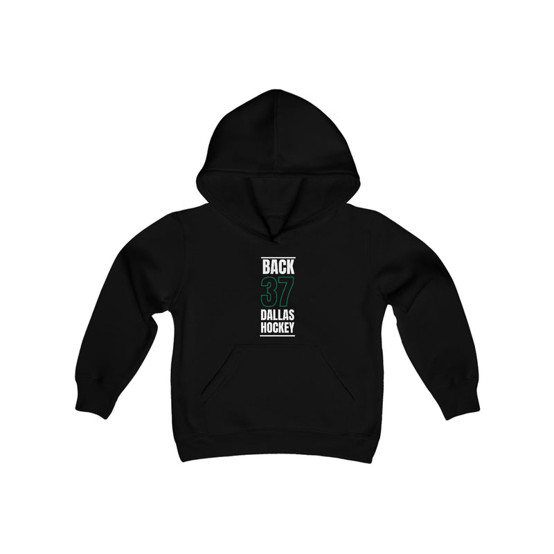 Back 37 Dallas Hockey Black Vertical Design Youth Hooded Sweatshirt