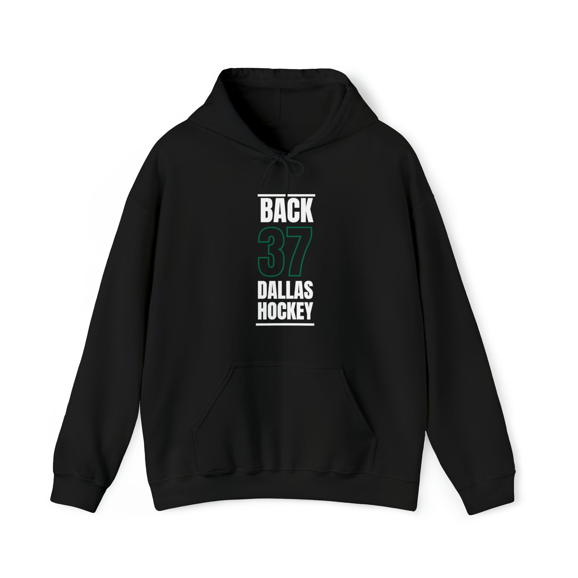 Back 37 Dallas Hockey Black Vertical Design Unisex Hooded Sweatshirt