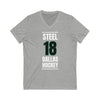 Steel 18 Dallas Hockey Black Vertical Design Unisex V-Neck Tee