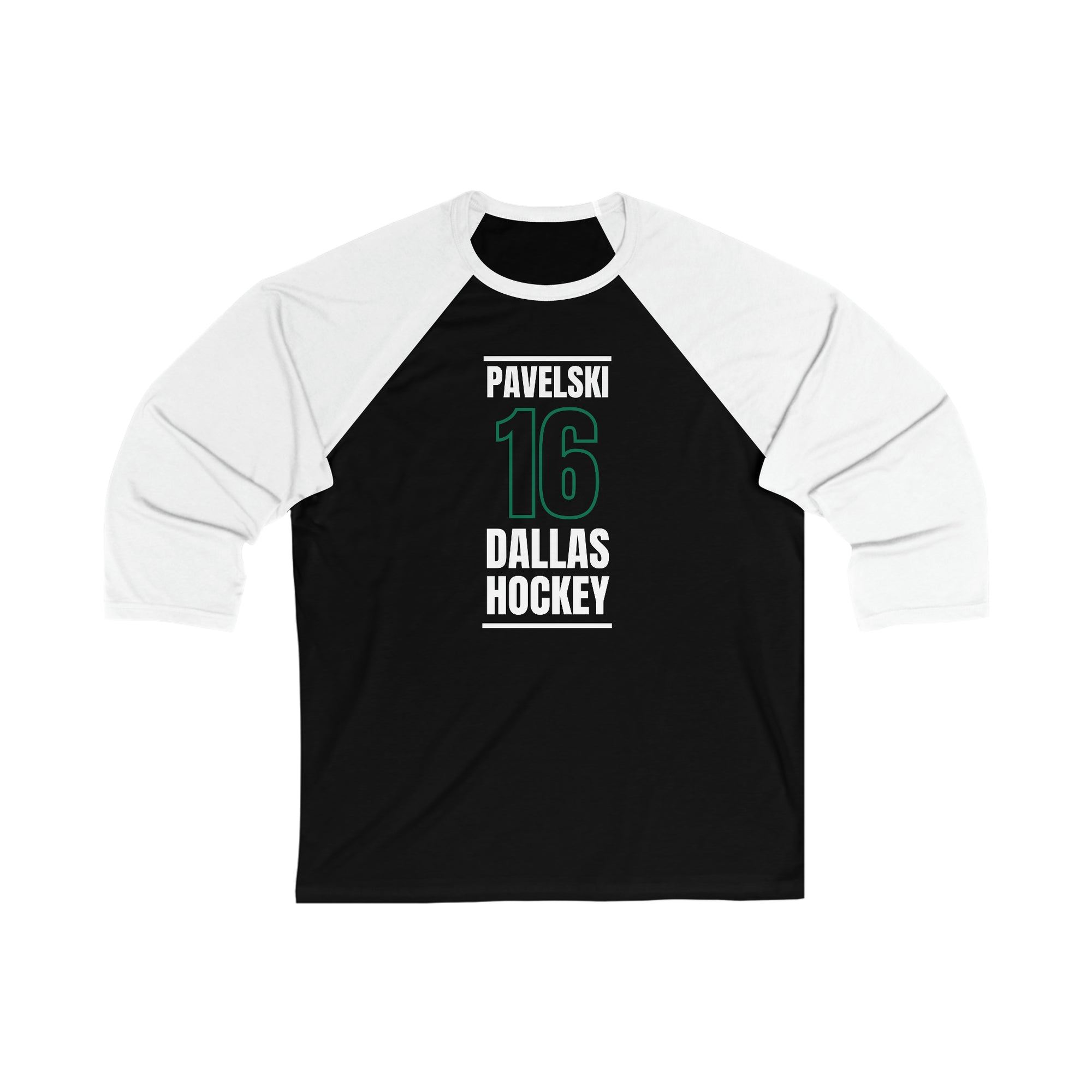 Pavelski 16 Dallas Hockey Black Vertical Design Unisex Tri-Blend 3/4 Sleeve Raglan Baseball Shirt