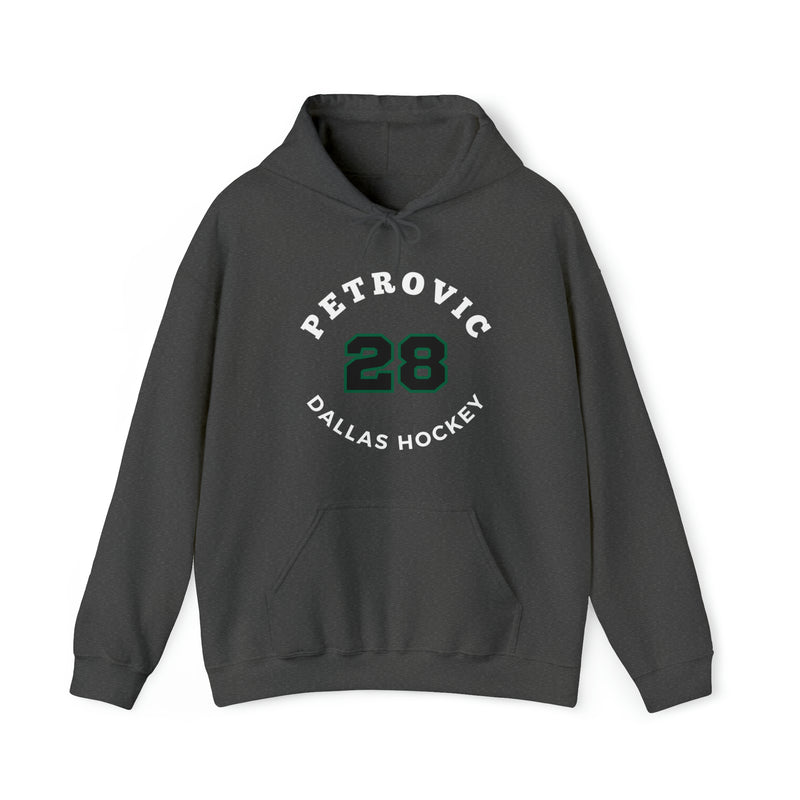 Petrovic 28 Dallas Hockey Number Arch Design Unisex Hooded Sweatshirt