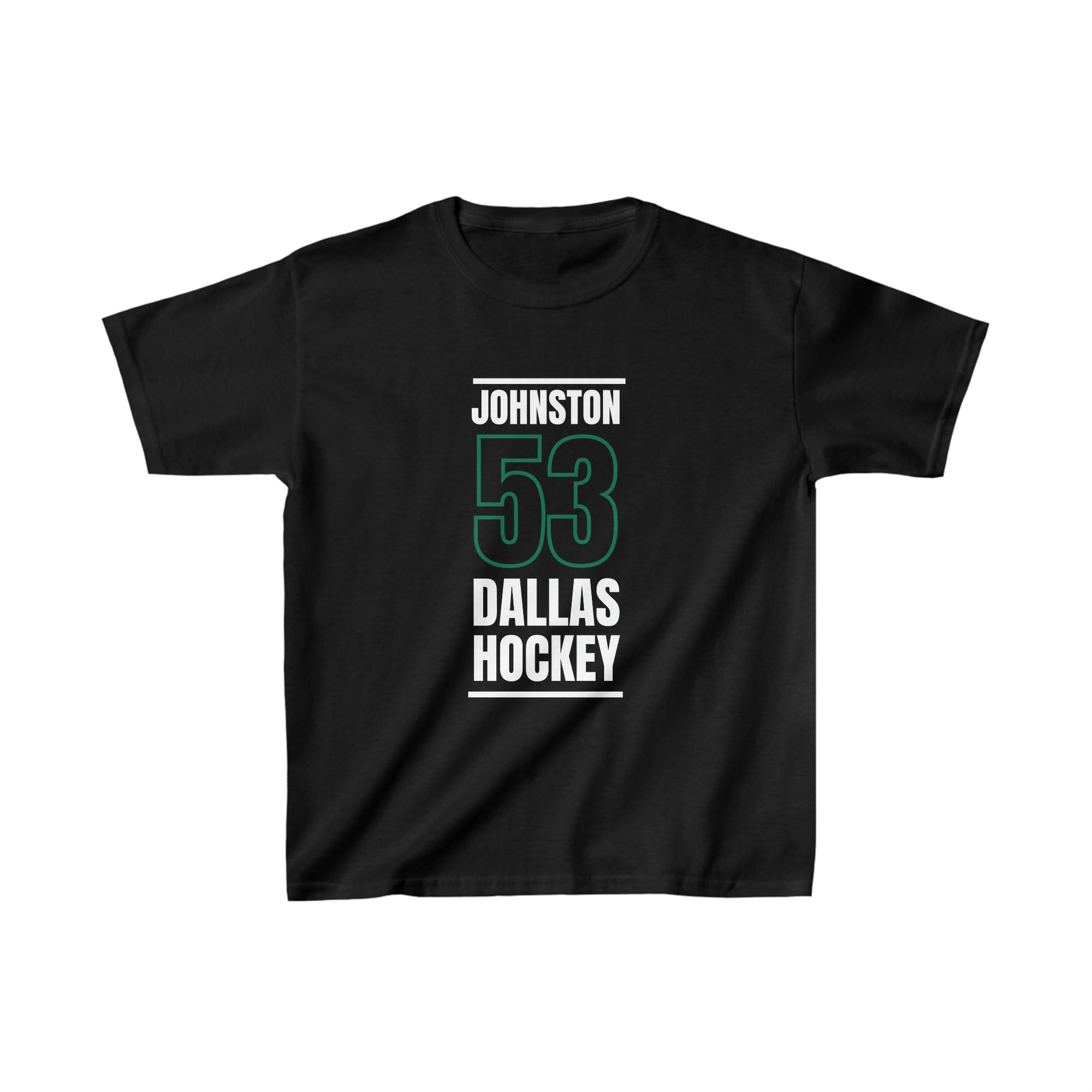 Johnston 53 Dallas Hockey Black Vertical Design Kids Tee