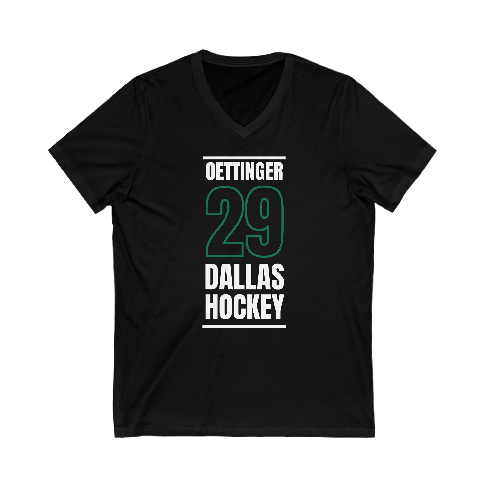 Oettinger 29 Dallas Hockey Black Vertical Design Unisex V-Neck Tee