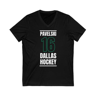 Pavelski 16 Dallas Hockey Black Vertical Design Unisex V-Neck Tee