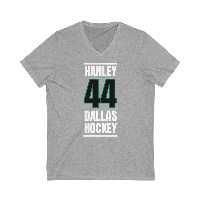 Hanley 44 Dallas Hockey Black Vertical Design Unisex V-Neck Tee