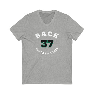 Back 37 Dallas Hockey Number Arch Design Unisex V-Neck Tee