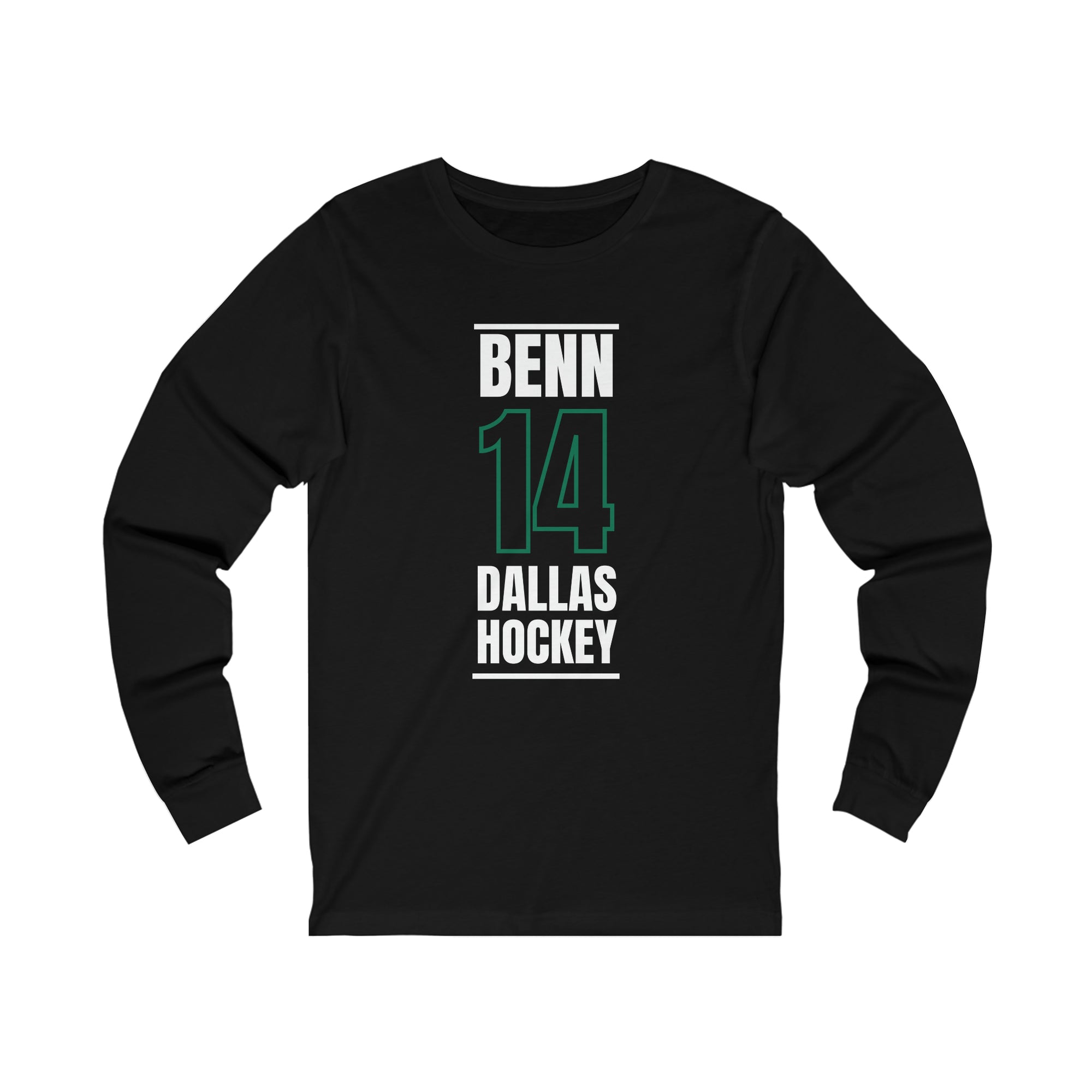 Benn 14 Dallas Hockey Black Vertical Design Unisex Jersey Long Sleeve Shirt