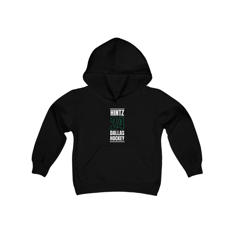 Hintz 24 Dallas Hockey Black Vertical Design Youth Hooded Sweatshirt