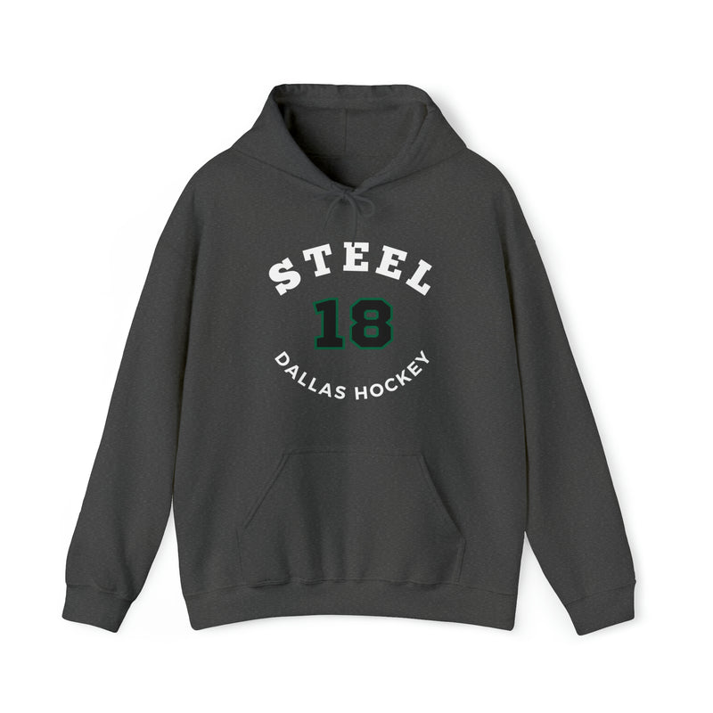 Steel 18 Dallas Hockey Number Arch Design Unisex Hooded Sweatshirt