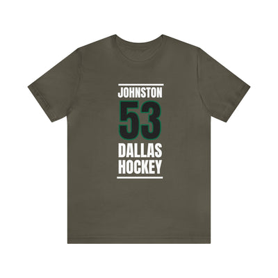 Johnston 53 Dallas Hockey Black Vertical Design Unisex T-Shirt