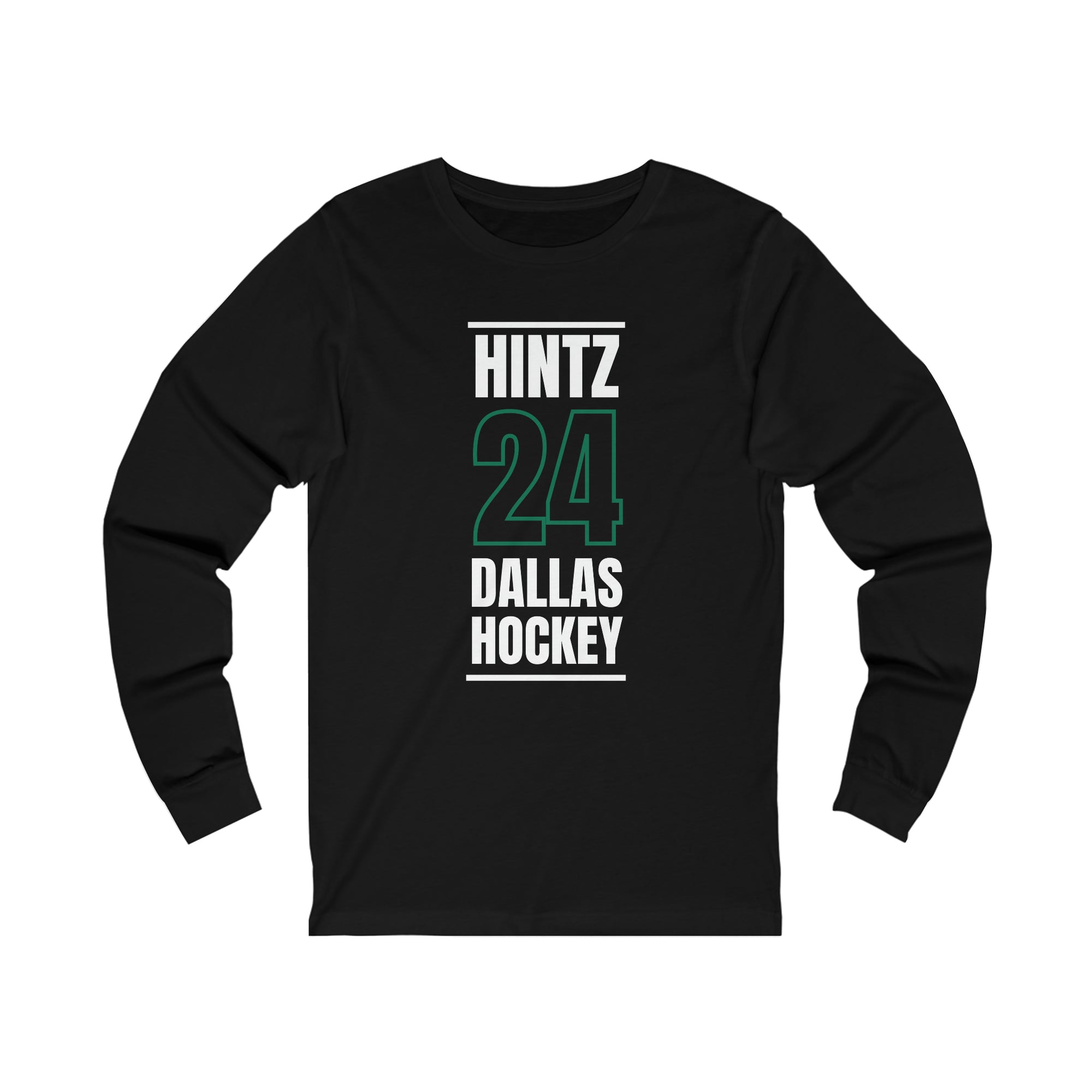 Hintz 24 Dallas Hockey Black Vertical Design Unisex Jersey Long Sleeve Shirt