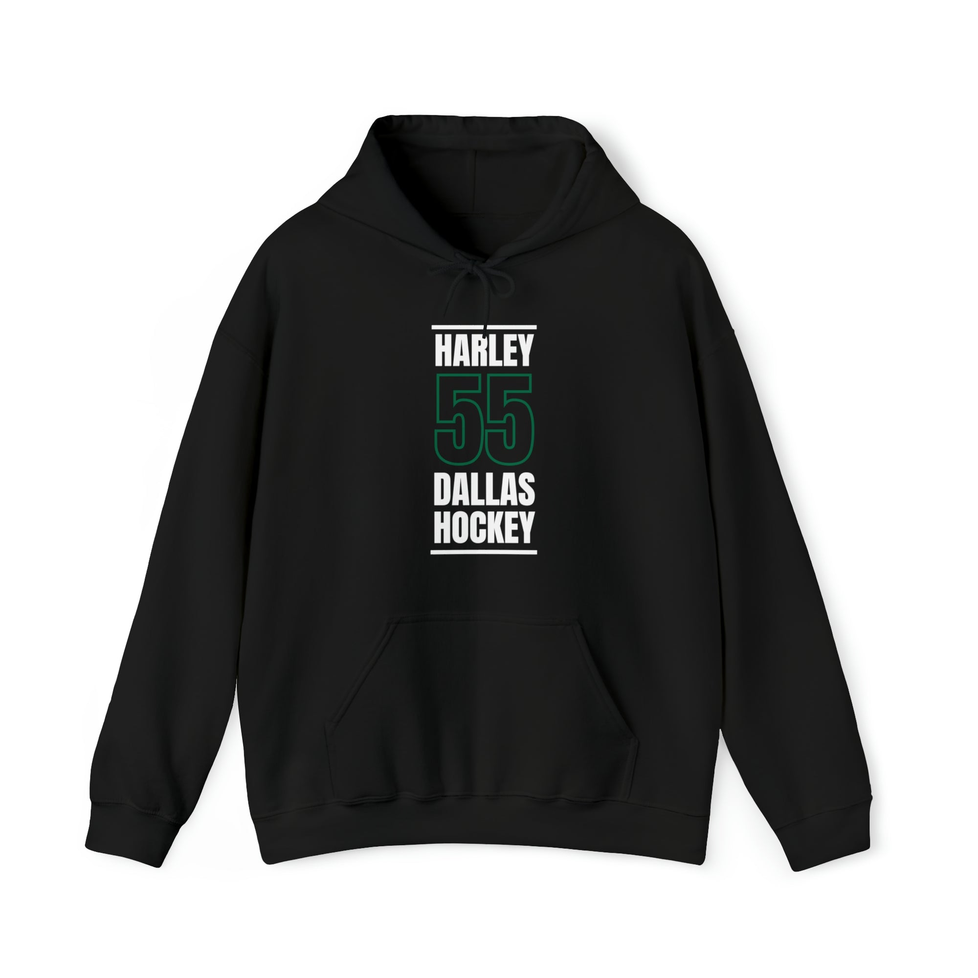 Harley 55 Dallas Hockey Black Vertical Design Unisex Hooded Sweatshirt