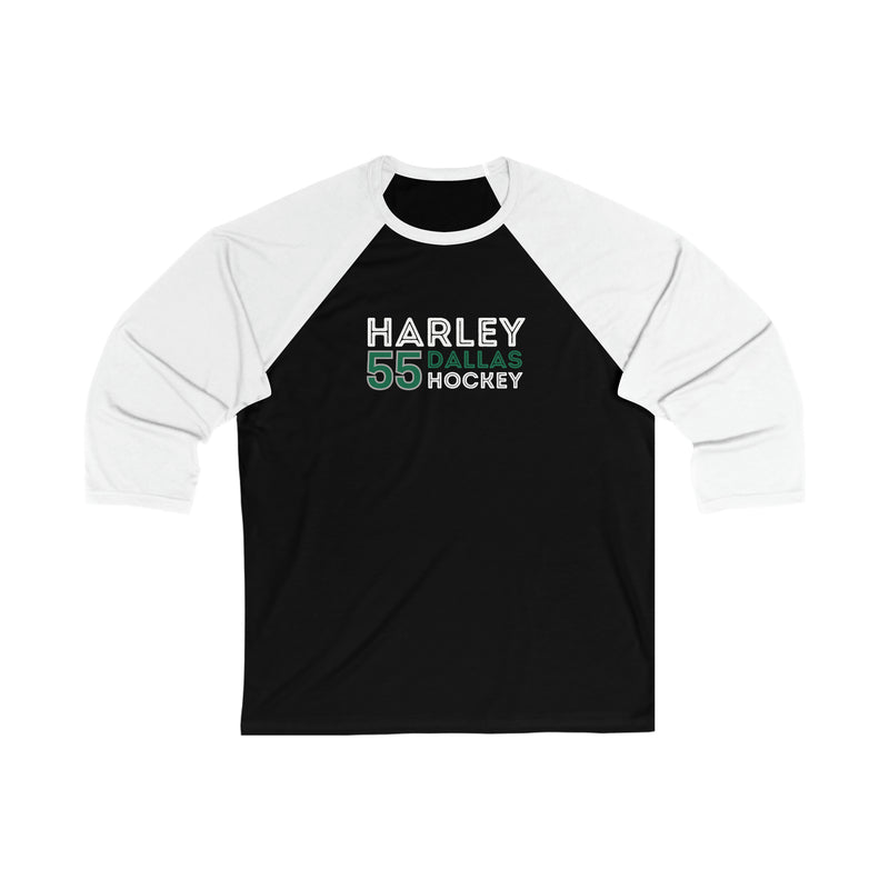 Harley 55 Dallas Hockey Grafitti Wall Design Unisex Tri-Blend 3/4 Sleeve Raglan Baseball Shirt