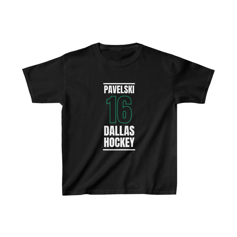 Pavelski 16 Dallas Hockey Black Vertical Design Kids Tee