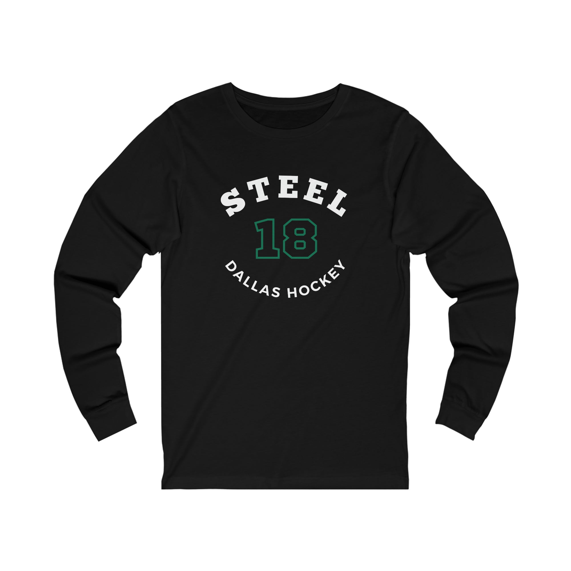 Steel 18 Dallas Hockey Number Arch Design Unisex Jersey Long Sleeve Shirt