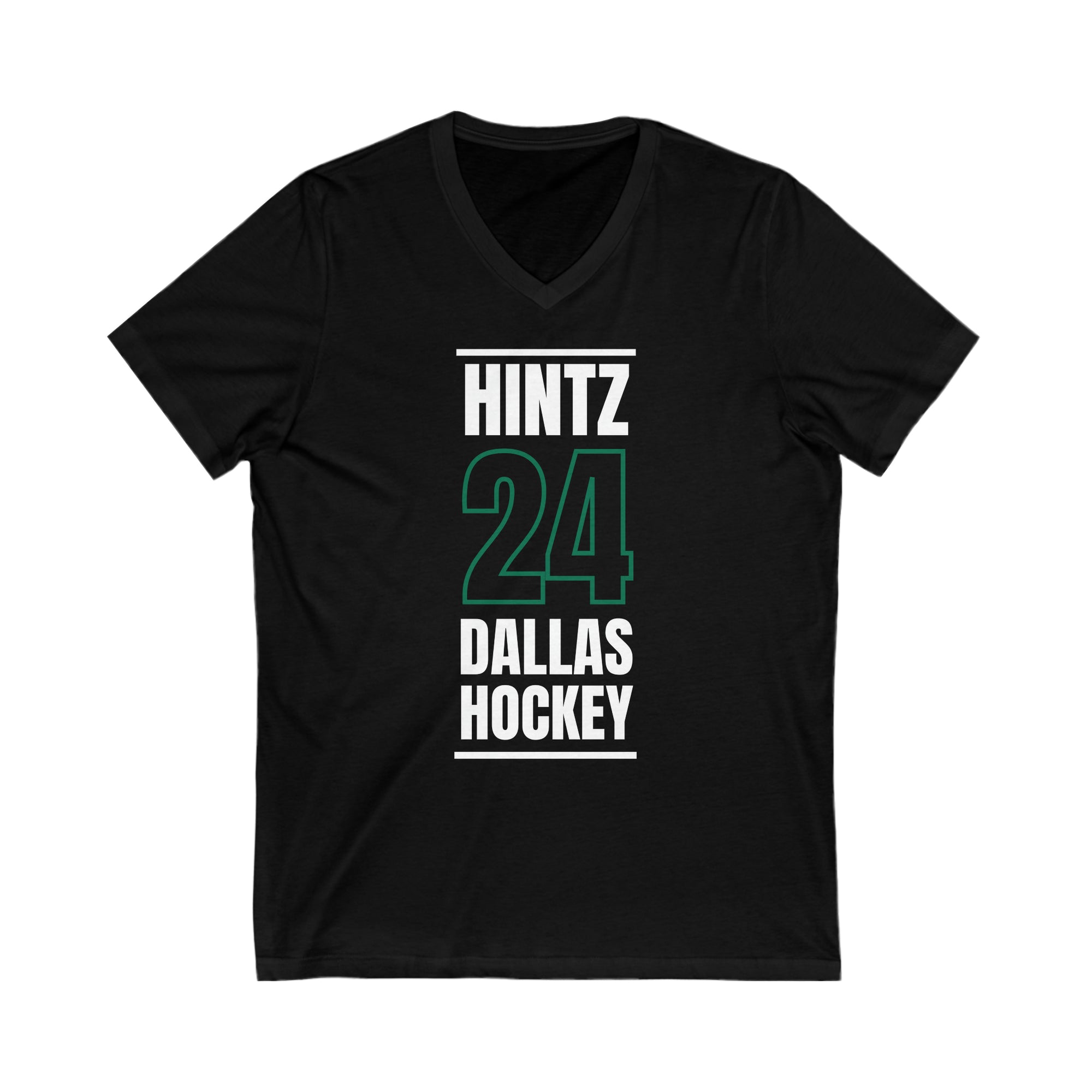 Hintz 24 Dallas Hockey Black Vertical Design Unisex V-Neck Tee