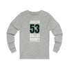 Johnston 53 Dallas Hockey Black Vertical Design Unisex Jersey Long Sleeve Shirt