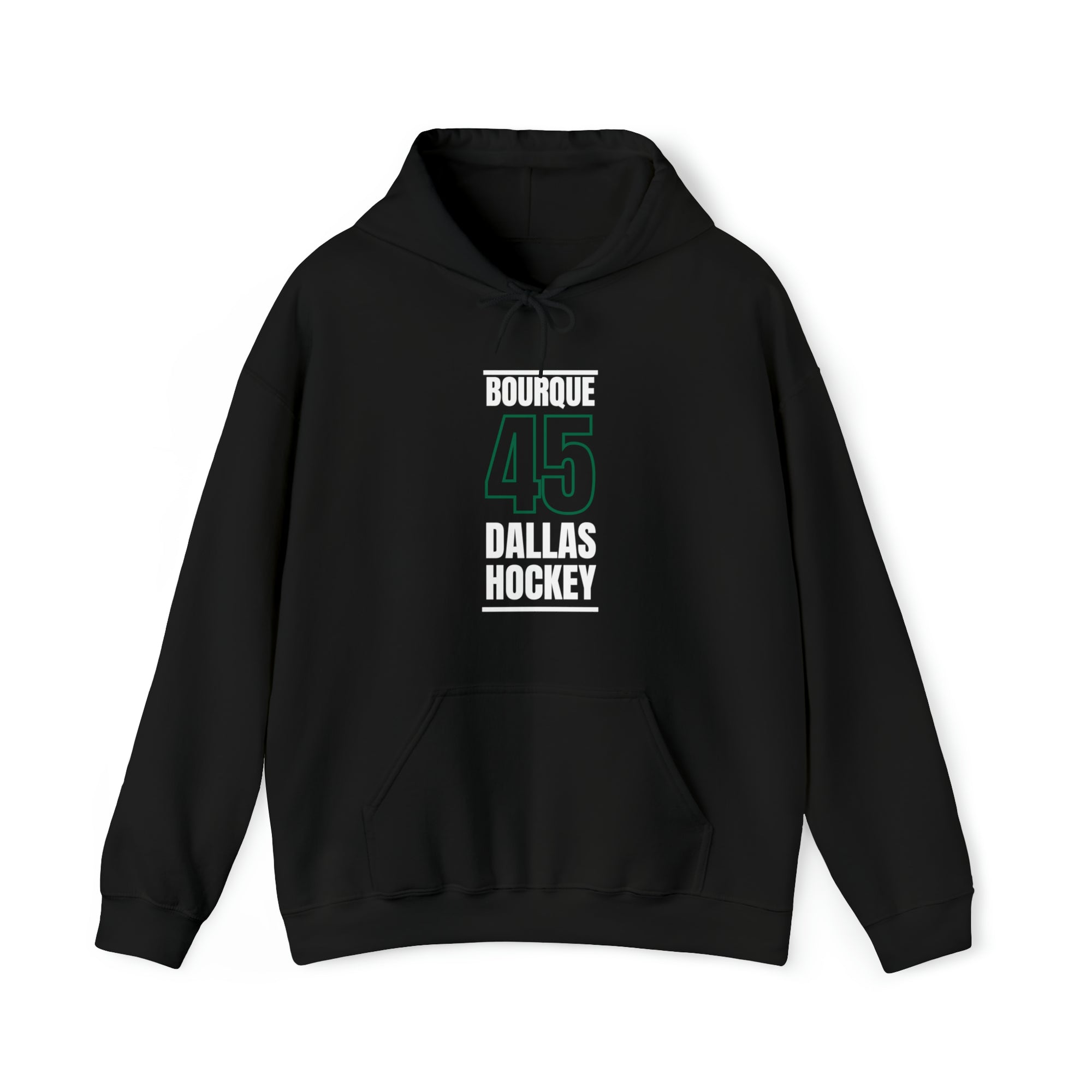 Bourque 45 Dallas Hockey Black Vertical Design Unisex Hooded Sweatshirt