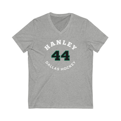 Hanley 44 Dallas Hockey Number Arch Design Unisex V-Neck Tee