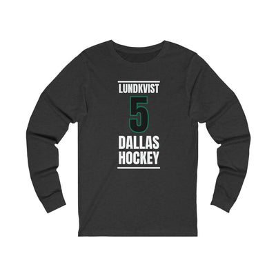 Lundkvist 5 Dallas Hockey Black Vertical Design Unisex Jersey Long Sleeve Shirt