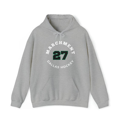 Marchment 27 Dallas Hockey Number Arch Design Unisex Hooded Sweatshirt