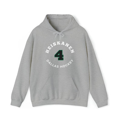 Heiskanen 4 Dallas Hockey Number Arch Design Unisex Hooded Sweatshirt