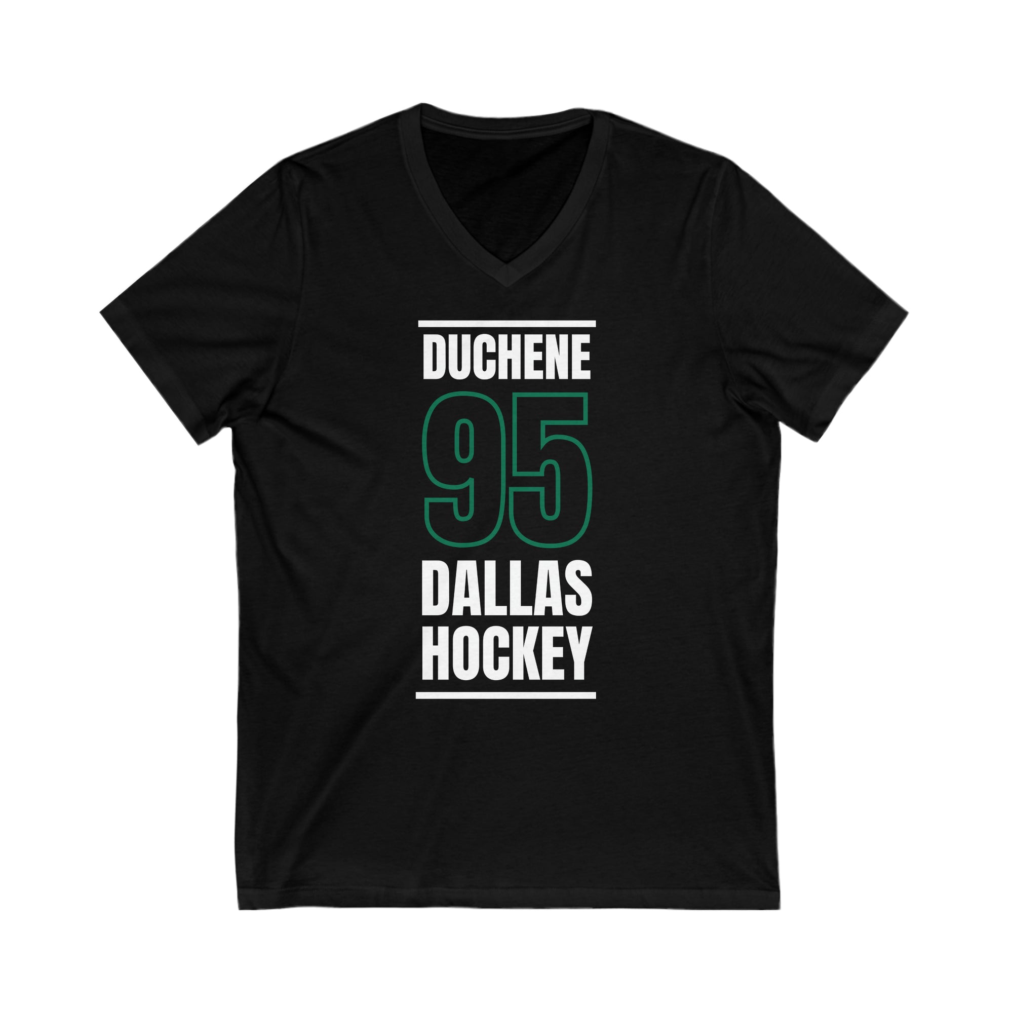 Duchene 95 Dallas Hockey Black Vertical Design Unisex V-Neck Tee