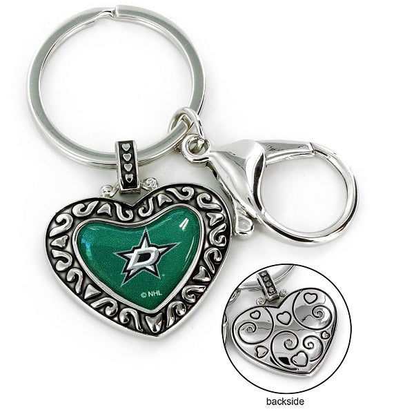 Dallas Stars Charmed Heart Keychain