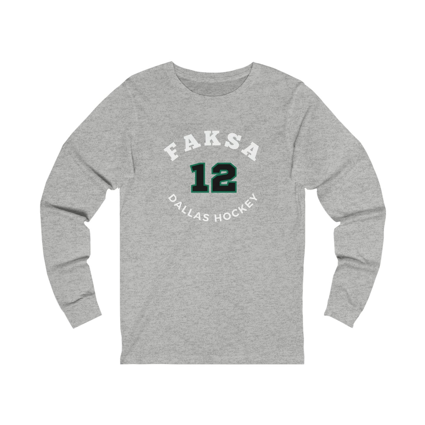 Faksa 12 Dallas Hockey Number Arch Design Unisex Jersey Long Sleeve Shirt