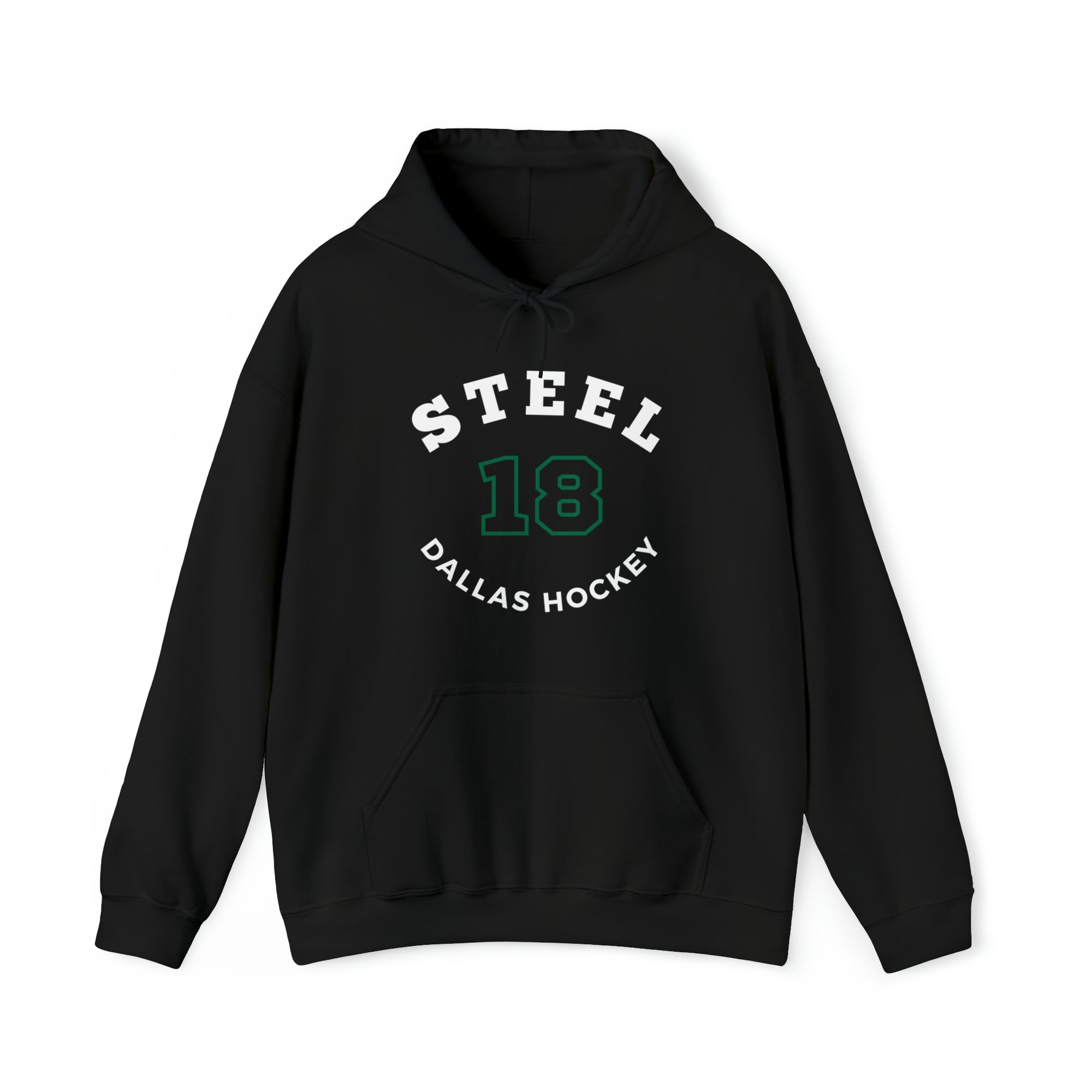Steel 18 Dallas Hockey Number Arch Design Unisex Hooded Sweatshirt