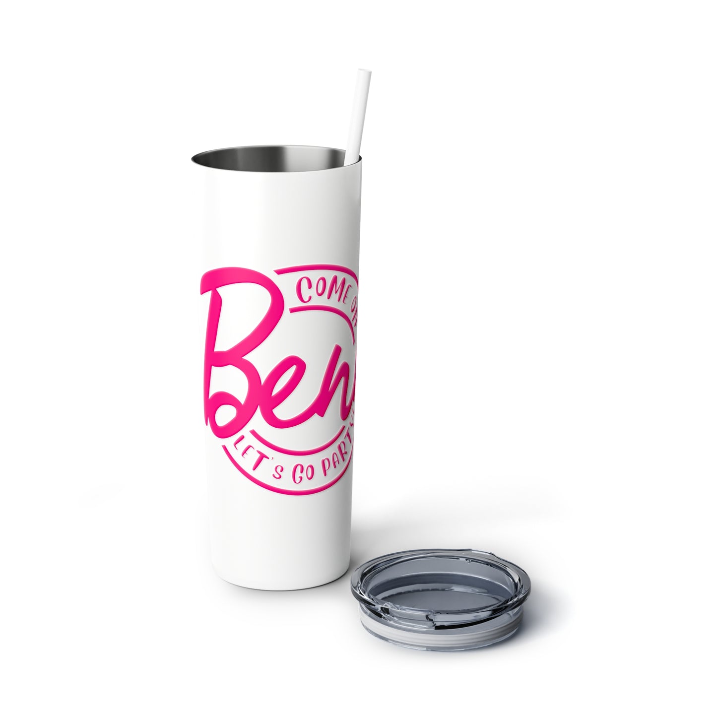 Benn Let's Go Party Skinny Steel Tumbler With Straw, 20oz