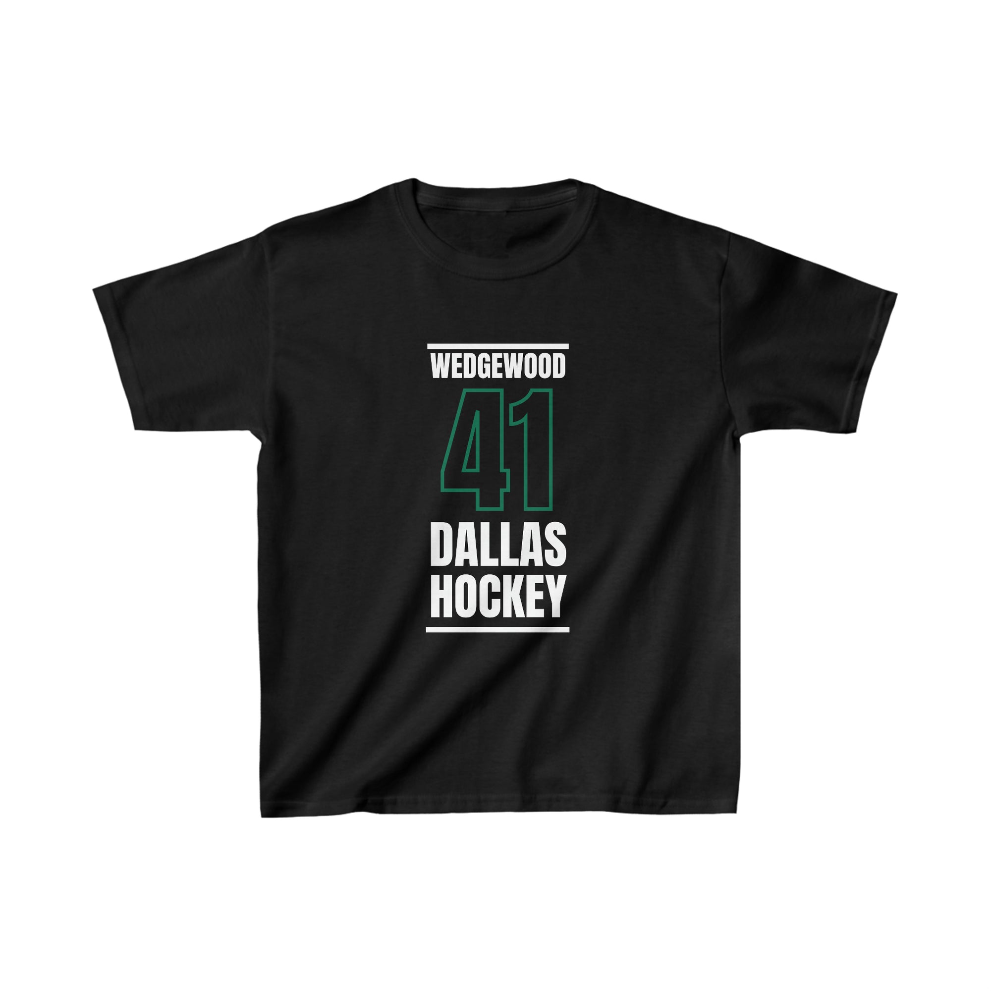 Wedgewood 41 Dallas Hockey Black Vertical Design Kids Tee