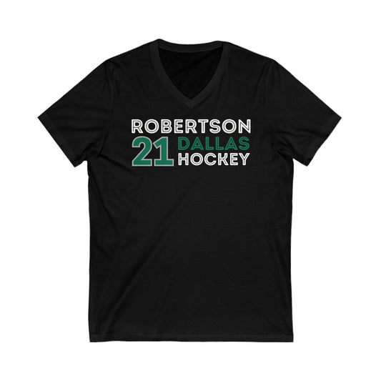 Robertson 21 Dallas Hockey Grafitti Wall Design Unisex V-Neck Tee