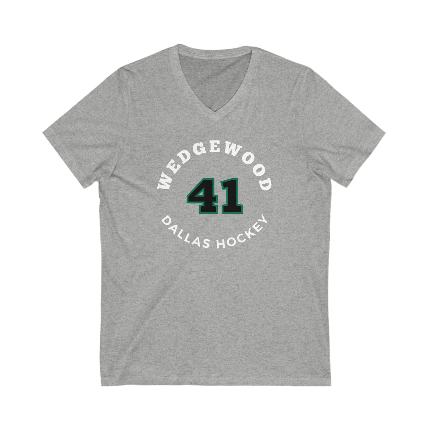 Wedgewood 41 Dallas Hockey Number Arch Design Unisex V-Neck Tee