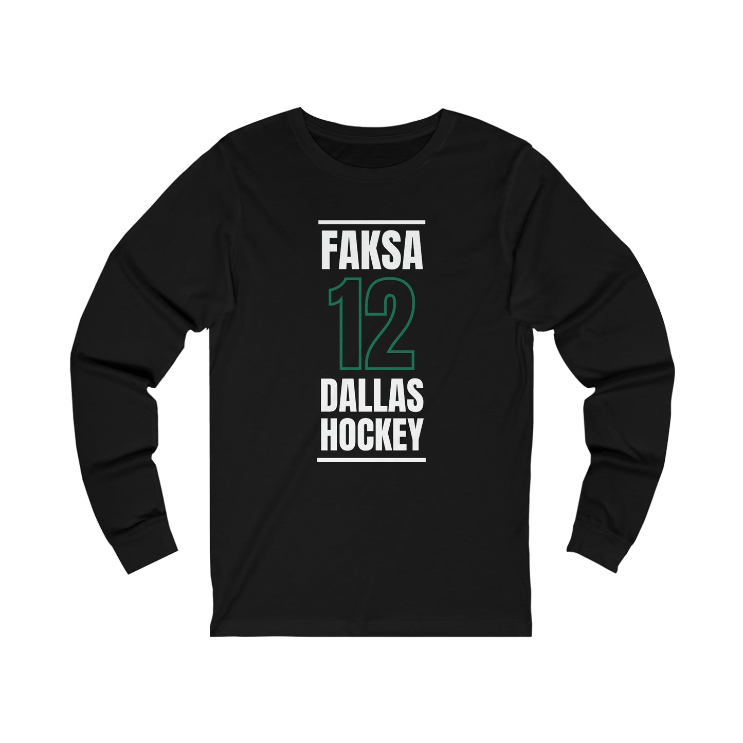 Faksa 12 Dallas Hockey Black Vertical Design Unisex Jersey Long Sleeve Shirt