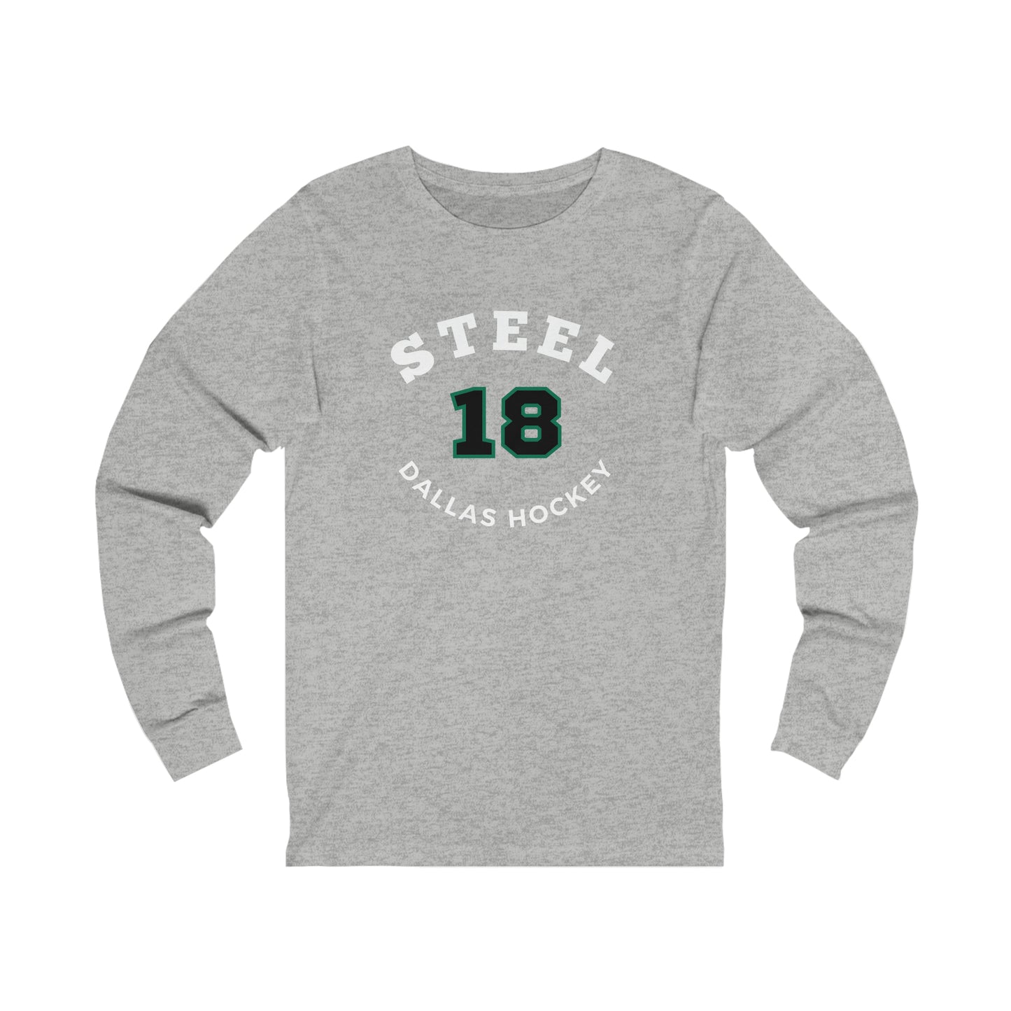 Steel 18 Dallas Hockey Number Arch Design Unisex Jersey Long Sleeve Shirt