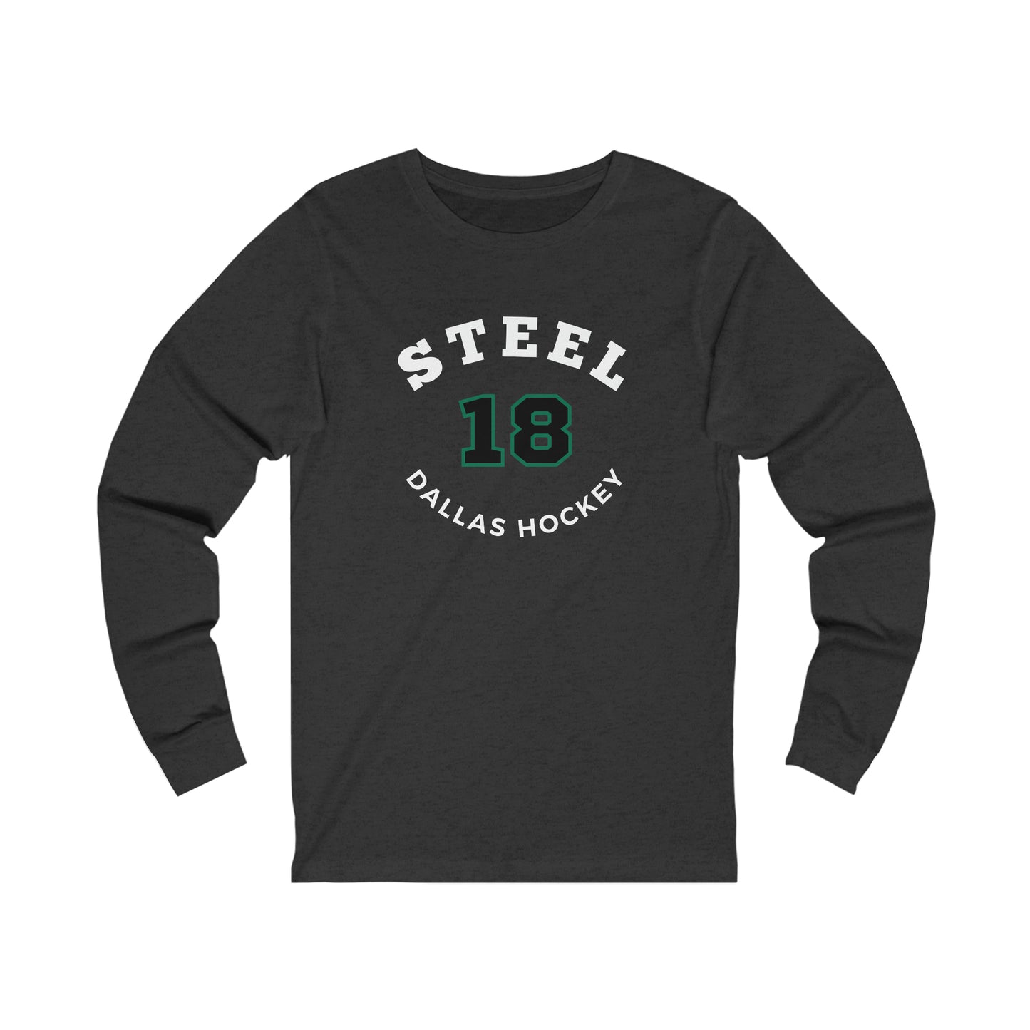 Steel 18 Dallas Hockey Number Arch Design Unisex Jersey Long Sleeve Shirt