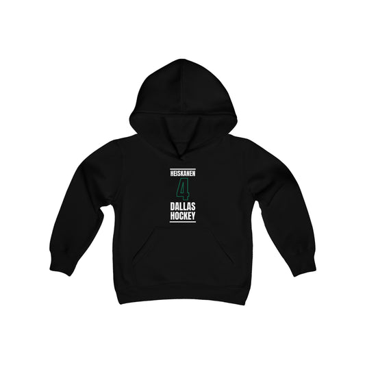 Heiskanen 4 Dallas Hockey Black Vertical Design Youth Hooded Sweatshirt