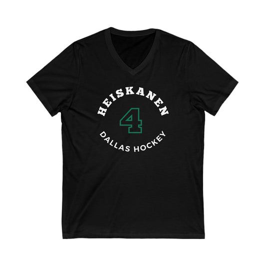 Heiskanen 4 Dallas Hockey Number Arch Design Unisex V-Neck Tee