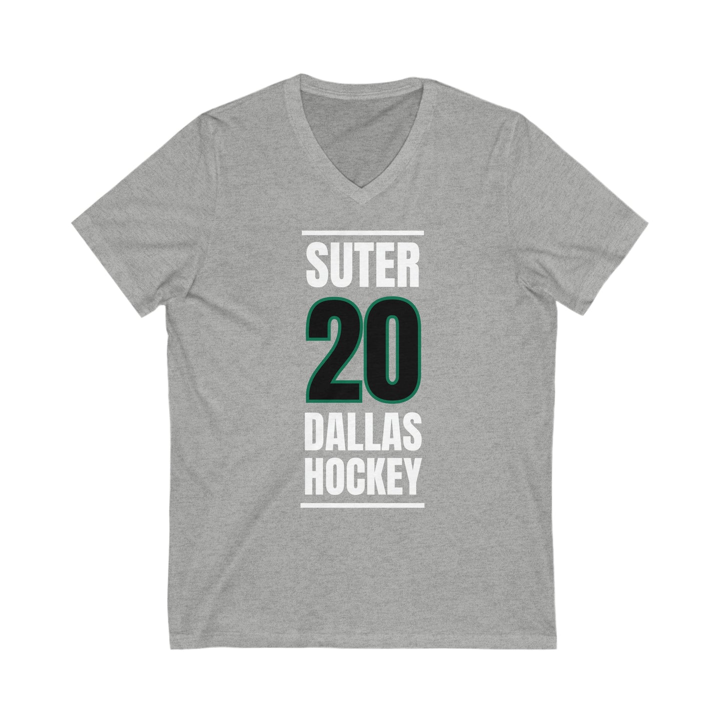 Suter 20 Dallas Hockey Black Vertical Design Unisex V-Neck Tee