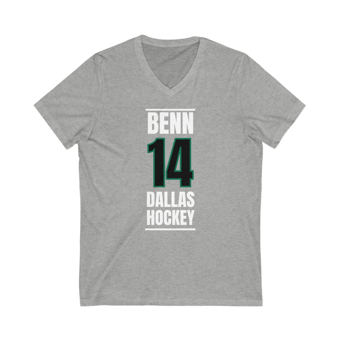 Benn 14 Dallas Hockey Black Vertical Design Unisex V-Neck Tee