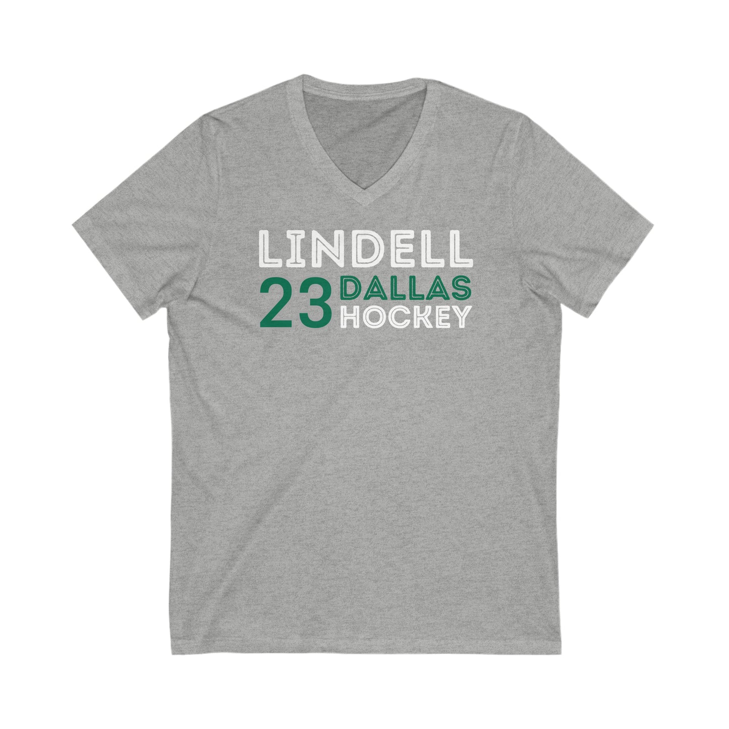 Lindell 23 Dallas Hockey Grafitti Wall Design Unisex V-Neck Tee