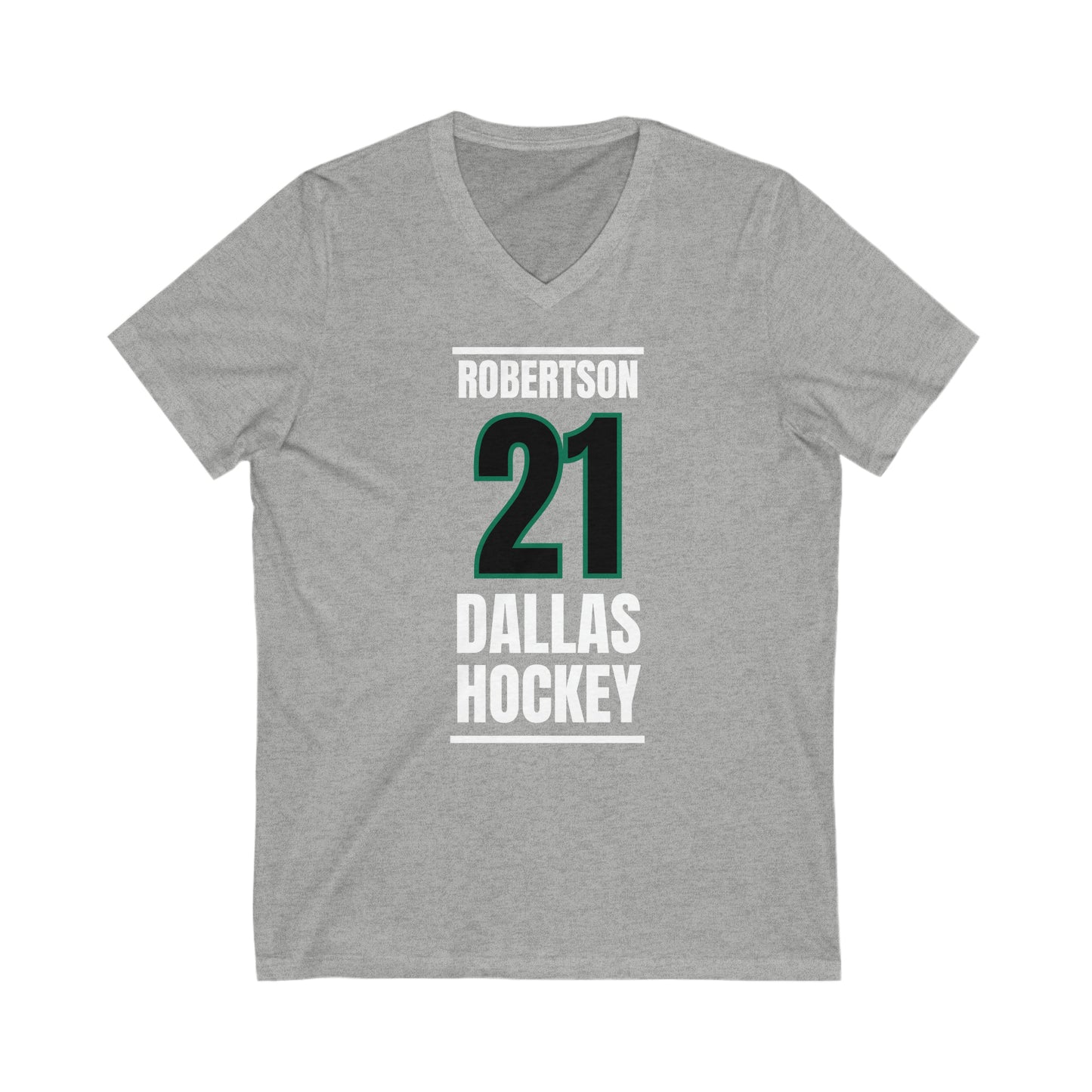 Robertson 21 Dallas Hockey Black Vertical Design Unisex V-Neck Tee