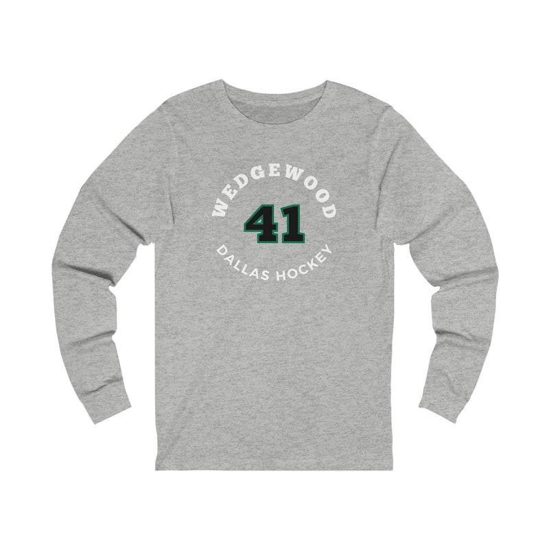 Wedgewood 41 Dallas Hockey Number Arch Design Unisex Jersey Long Sleeve Shirt