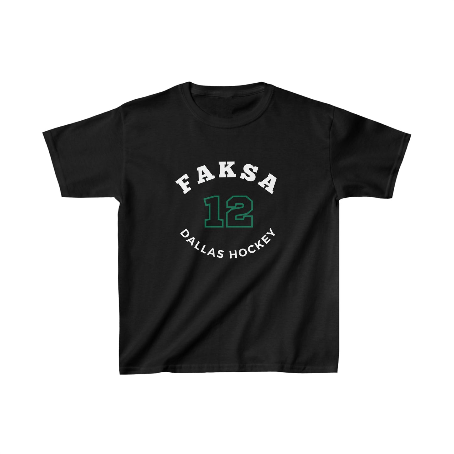 Faksa 12 Dallas Hockey Number Arch Design Kids Tee