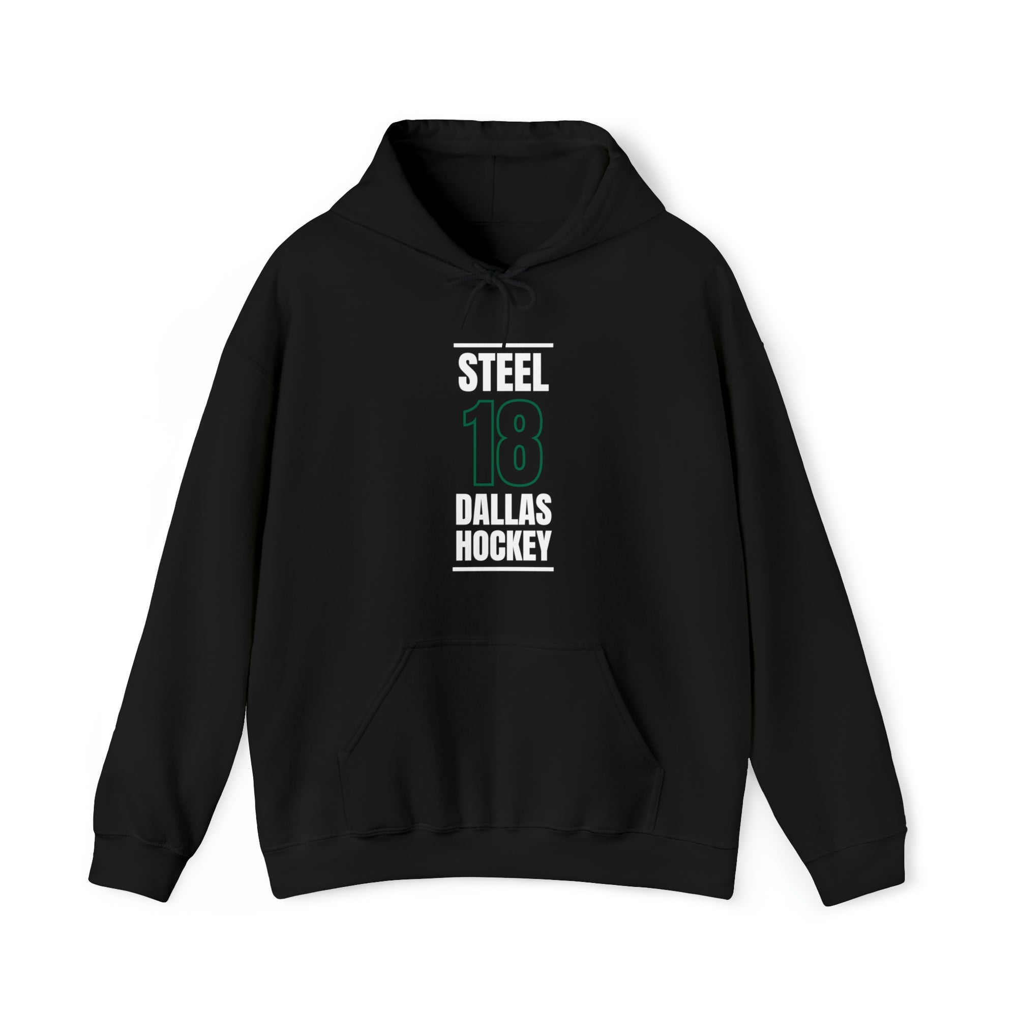 Steel 18 Dallas Hockey Black Vertical Design Unisex Hooded Sweatshirt